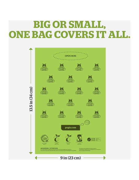 Bolsas Compostables Pogi Extra Grandes 300 Unidades 22.86x34.29cm