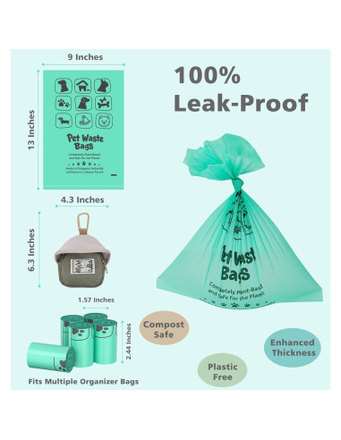 Bolsas Compostables para Perros AYOTEE 270 Unidades Biodegradables