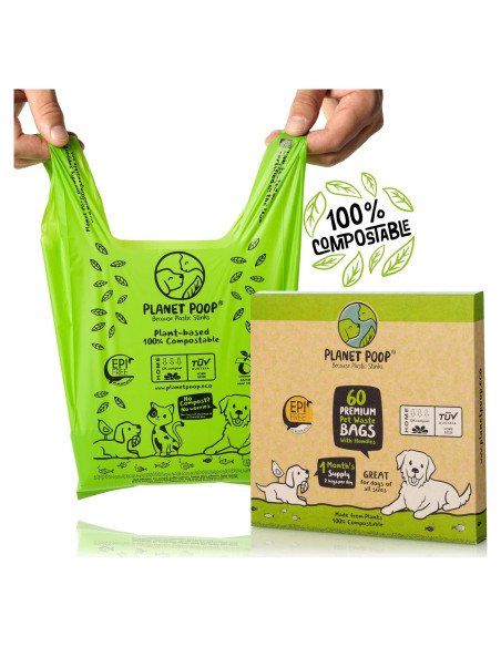 Bolsas Compostables para Excrementos de Perro Planet Poop 60 Unidades