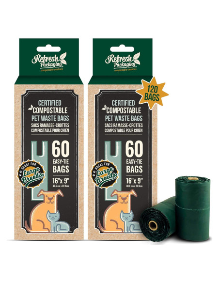Bolsas Compostables para Excremento de Mascotas Refresh - 120 Unidades