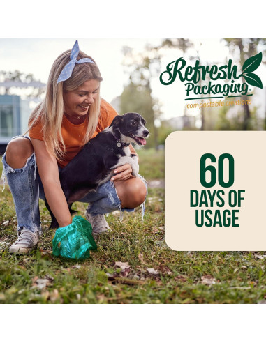 Bolsas Compostables para Excremento de Mascotas Refresh - 120 Unidades