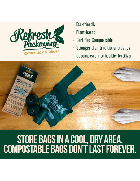 Bolsas Compostables para Excremento de Mascotas Refresh - 120 Unidades