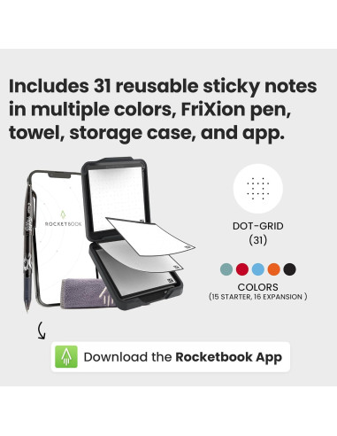 Notas Adhesivas Reutilizables Rocketbook 3x3cm con Estuche
