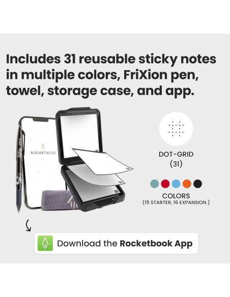 Notas Adhesivas Reutilizables Rocketbook 3x3cm con Estuche