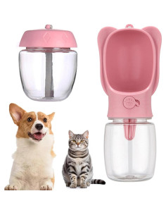 Botella de Agua y Comida para Mascotas Crisque Rosa 350ml 2