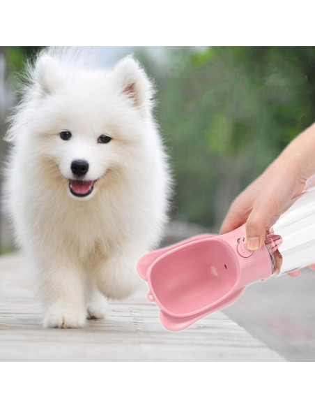 Botella de Agua y Comida para Mascotas Crisque Rosa 350ml