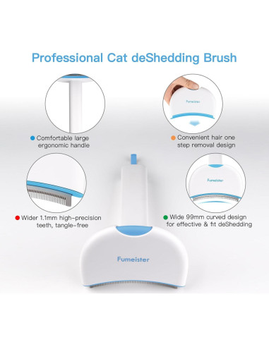 Cepillo Deshedding Fumeister para Perros y Gatos - Azul