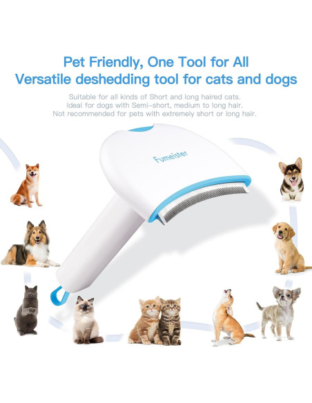 Cepillo Deshedding Fumeister para Perros y Gatos - Azul