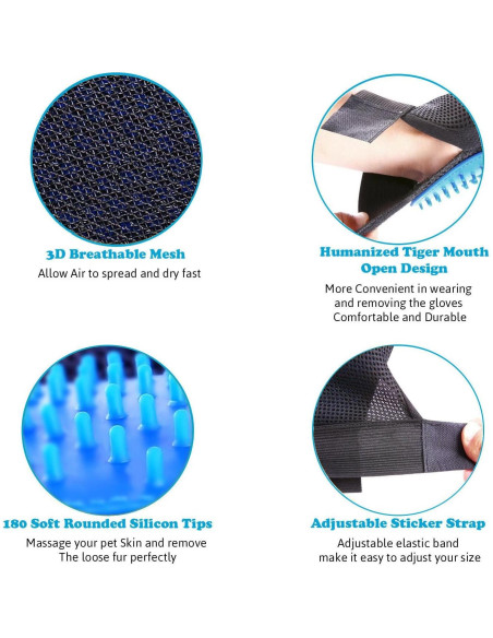 Guante Acicalador para Mascotas VeniCare - Mitón 2 en 1 para Perros y Gatos