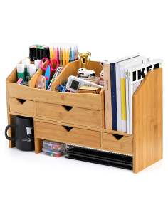Organizador de Escritorio de Bambú Lawei con 4 Cajones