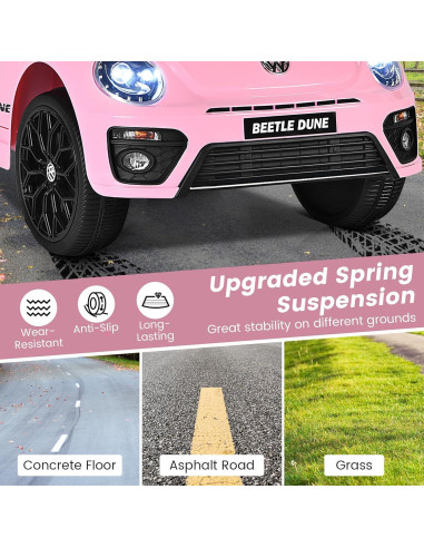 Coche a Pedales HONEY JOY Volkswagen Beetle 12V Rosa
