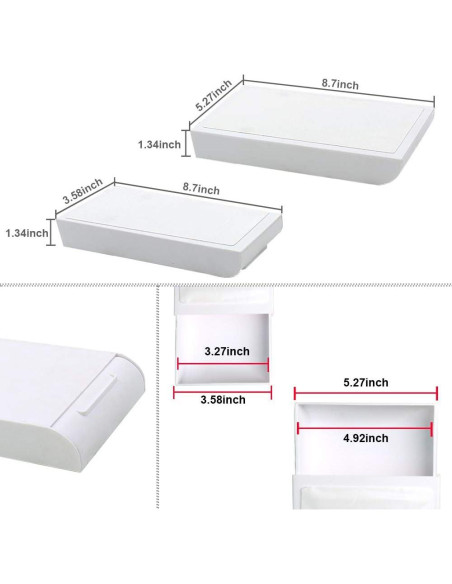 Organizador de Cajones YOOUSOO 2 Piezas Adhesivo Blanco Organizador de Cajones YOOUSOO 2 Piezas Adhesivo Blanco