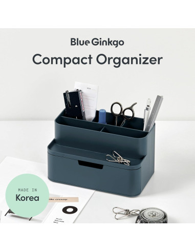 Organizador de Escritorio Compacto Blue Ginkgo - 5 Compartimentos Azul