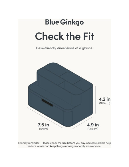 Organizador de Escritorio Compacto Blue Ginkgo - 5 Compartimentos Azul