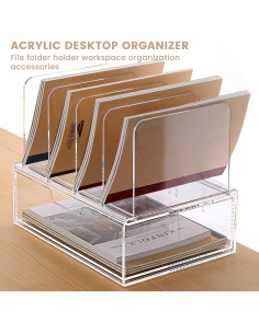 Organizador de Escritorio Acrílico HeZone con Cajón 30.99x23.11x26.92 cm 2
