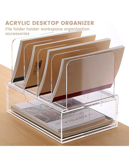 Organizador de Escritorio Acrílico HeZone con Cajón 30.99x23.11x26.92 cm