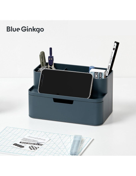 Organizador de Escritorio Compacto Blue Ginkgo - 5 Compartimentos Azul