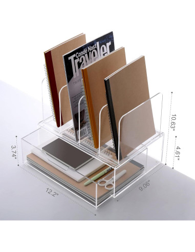 Organizador de Escritorio Acrílico HeZone con Cajón 30.99x23.11x26.92 cm