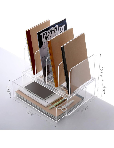 Organizador de Escritorio Acrílico HeZone con Cajón 30.99x23.11x26.92 cm
