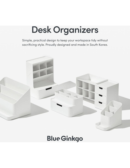 Organizador de Escritorio Compacto Blue Ginkgo - 5 Compartimentos Azul
