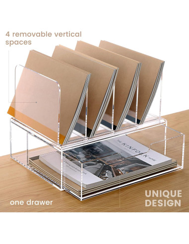 Organizador de Escritorio Acrílico HeZone con Cajón 30.99x23.11x26.92 cm