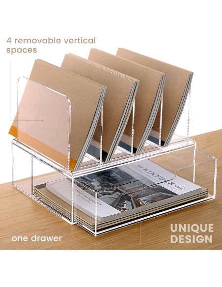Organizador de Escritorio Acrílico HeZone con Cajón 30.99x23.11x26.92 cm