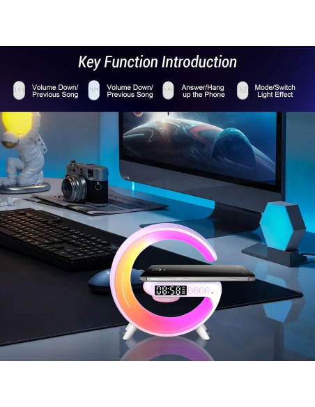 Lámpara de Mesa LED Qivine con Cargador Inalámbrico 5W