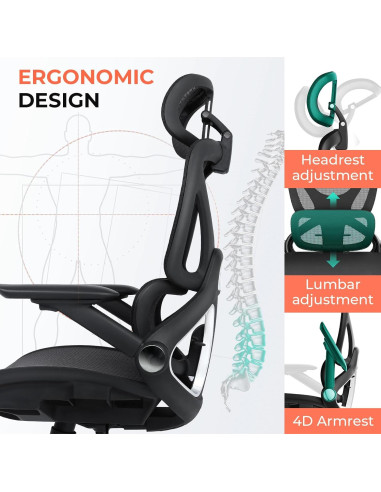 Silla de Oficina Ergonómica CAPOT con Respaldo Alto y Ajustes