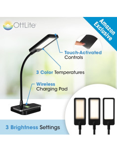 Lámpara de Escritorio LED OttLite ClearSun con Carga Inalámbrica 2