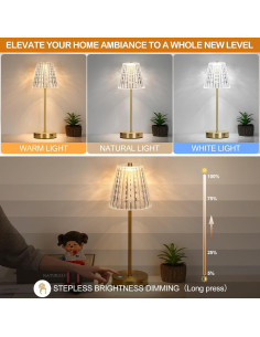 Juego de 2 Lámparas de Mesa Táctiles LED GoBright Oro 2