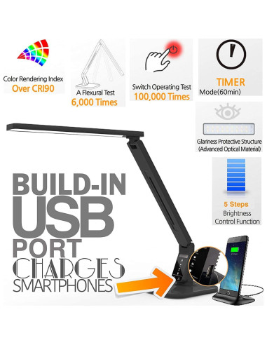 Lámpara de Escritorio LED Lampat, 4 Modos, Regulador Táctil