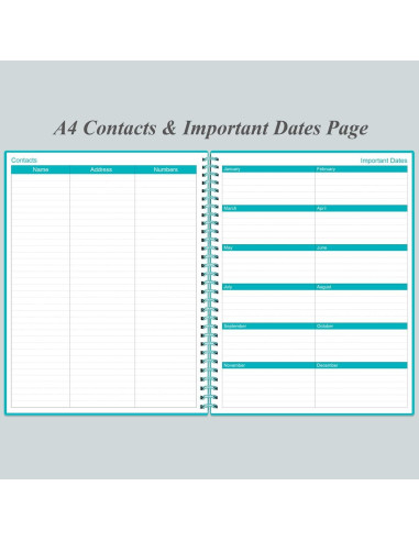 Planificador Sin Fecha Heveboik A4 Verde Azulado 80 Hojas