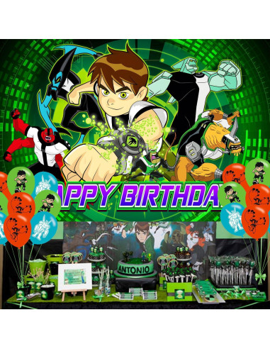 Decoración de Fiesta de Cumpleaños Ben ELZEM 150x100 cm + 18 Globos