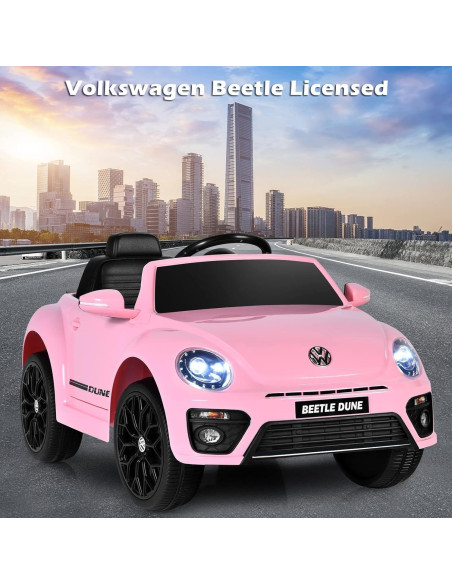 Coche a Pedales HONEY JOY Volkswagen Beetle 12V Rosa