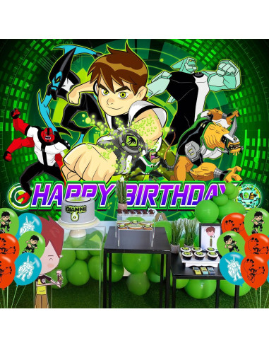 Decoración de Fiesta de Cumpleaños Ben ELZEM 150x100 cm + 18 Globos