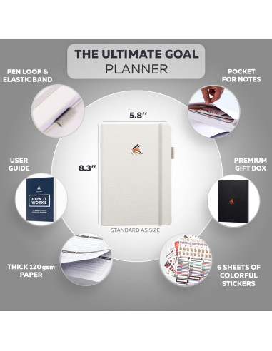 Planificador de Metas Clever Fox A5 90 Días Tapa Dura Blanco