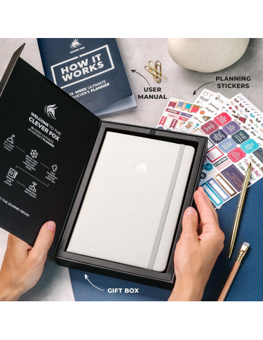 Planificador de Metas Clever Fox A5 90 Días Tapa Dura Blanco