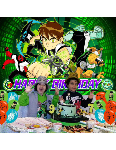 Decoración de Fiesta de Cumpleaños Ben ELZEM 150x100 cm + 18 Globos