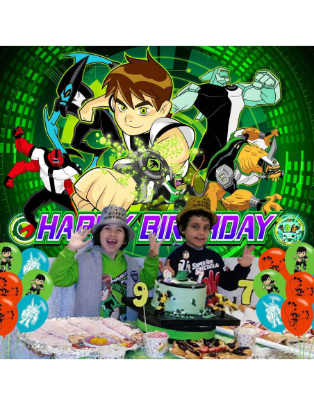 Decoración de Fiesta de Cumpleaños Ben ELZEM 150x100 cm + 18 Globos