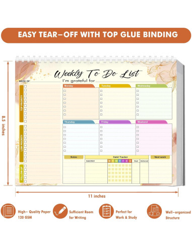 Pad de Lista de Tareas Semanal HomieX 21.6x27.9 cm Amarillo