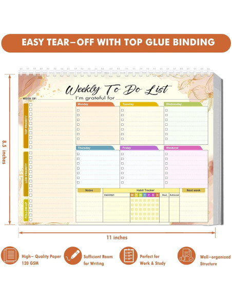 Pad de Lista de Tareas Semanal HomieX 21.6x27.9 cm Amarillo