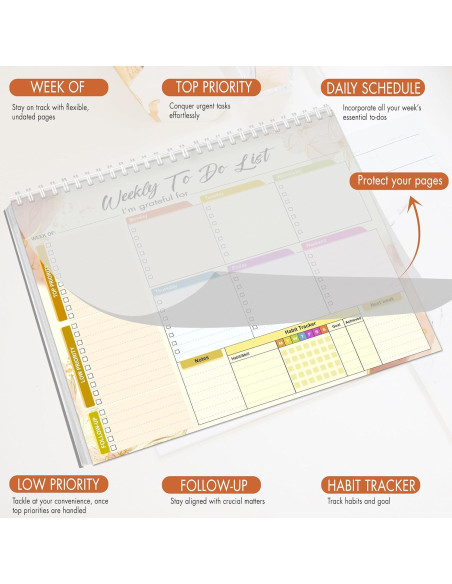 Pad de Lista de Tareas Semanal HomieX 21.6x27.9 cm Amarillo