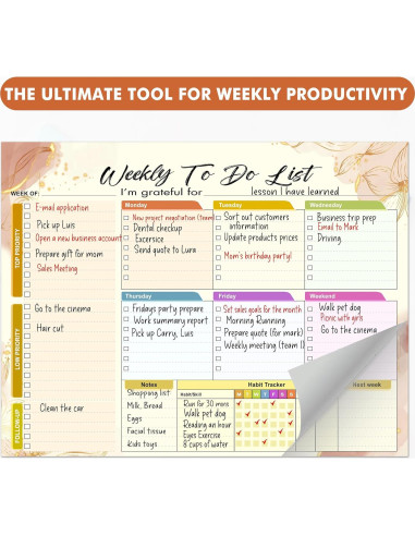 Pad de Lista de Tareas Semanal HomieX 21.6x27.9 cm Amarillo
