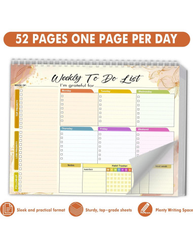 Pad de Lista de Tareas Semanal HomieX 21.6x27.9 cm Amarillo