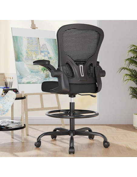 Silla de Dibujo Ergonómica Synorla con Soporte Lumbar Negro