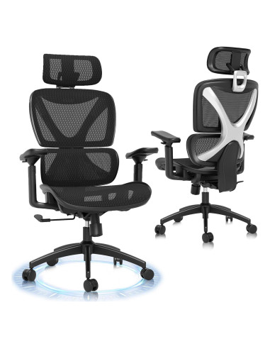 Silla de Oficina Ergonómica GABRYLLY, Soporte Lumbar, Reposabrazos 3D