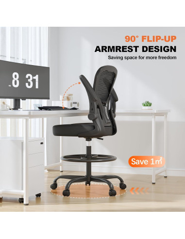 Silla de Dibujo Ergonómica Synorla con Soporte Lumbar Negro