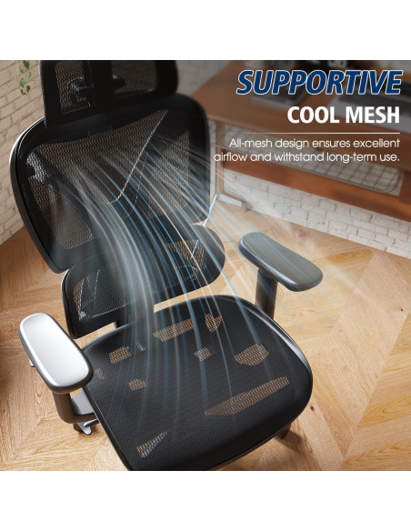 Silla de Oficina Ergonómica GABRYLLY, Soporte Lumbar, Reposabrazos 3D