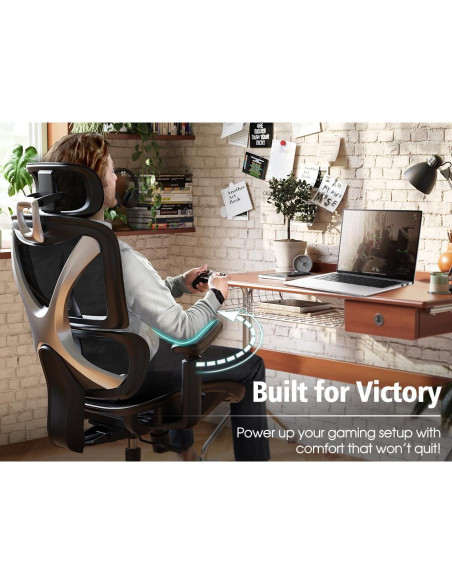 Silla de Oficina Ergonómica GABRYLLY, Soporte Lumbar, Reposabrazos 3D