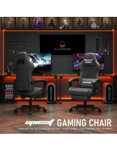 Silla de Juego Ergonomica Opiesit 300 con Reposapiés y Soporte Lumbar